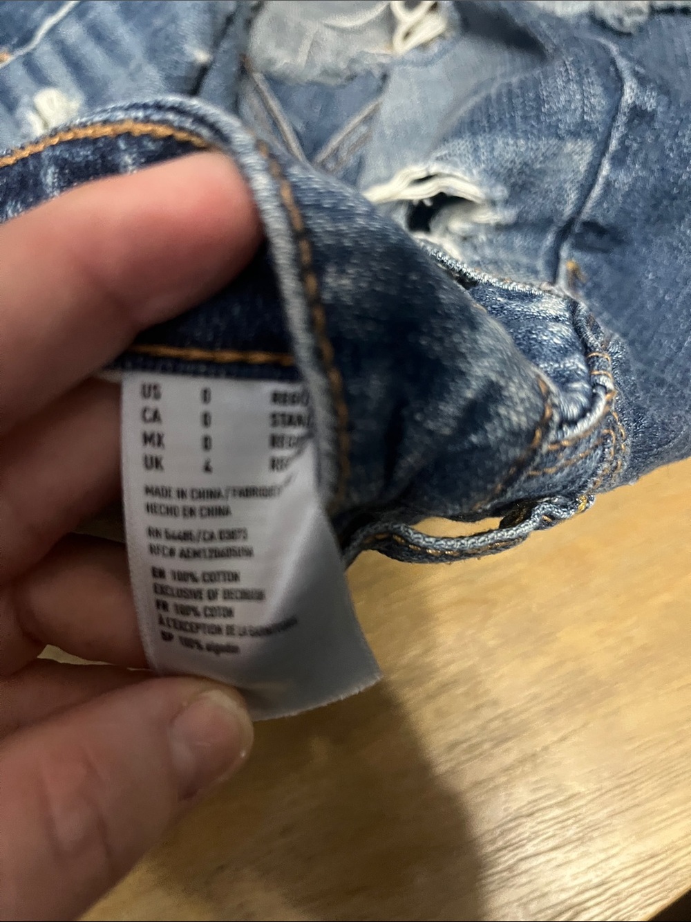 American Eagle Outfitters Distressed Light Blue Denim Mini Skirt